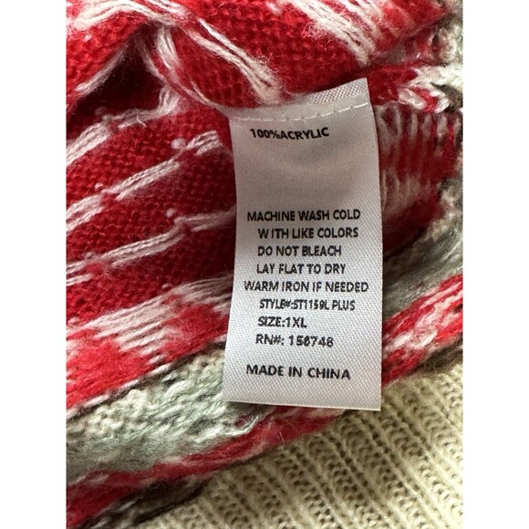 Heimish Red Fair Isle Christmas Sweater Reindeer Crewneck 1XL Holiday Knitwear - Picture 6 of 10